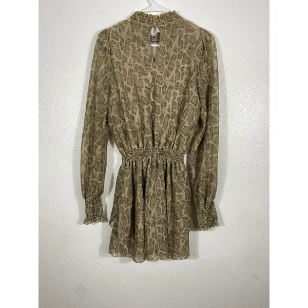 SHOW ME YOUR MUMU Russo Python Gold Shimmer Tiered Ruffle Mini Dress Sz S - Image 7