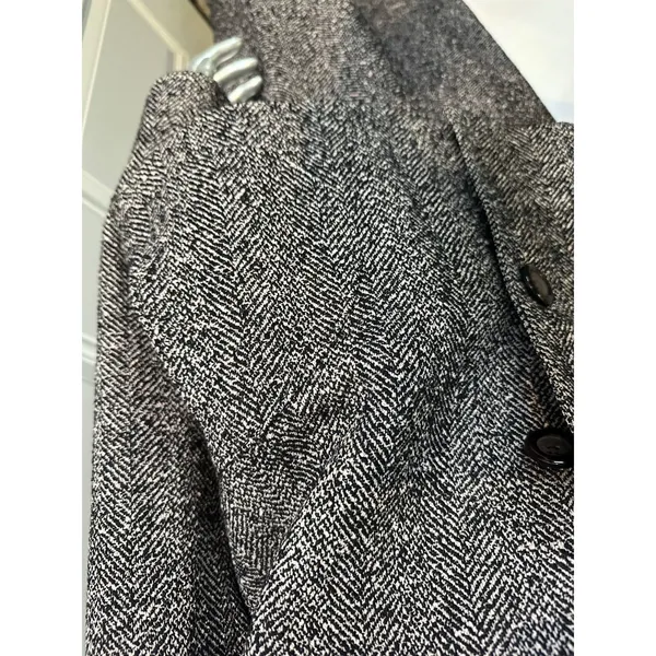 Vintage Carlisle Black White Marled tweed herringbone Pant Suit Wool Blend 12 - Image 10
