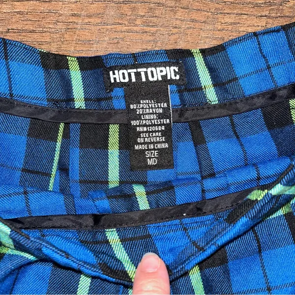 Hot Topic Blue Plaid Goth Schoolgirl Skirt - Image 5