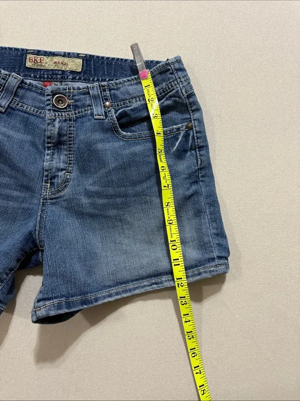 BKE Medium Blue Denim Shorts with Embroidered Back Pockets - Image 9