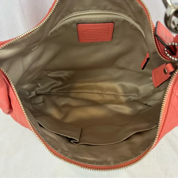 Coach Kristin F22309 Coral Pink Large Smooth Soft Leather Hobo Shoulder Bag - Image 11