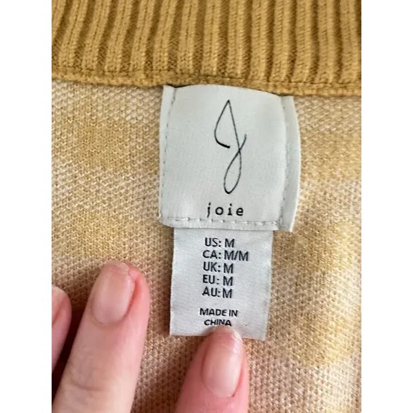 Joie Womens‎ M Oversized Butter Yellow Gingham Cardigan Preppy Academia Grandpa - Image 5