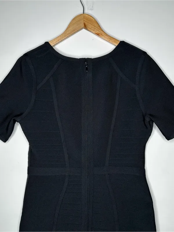 Dress The Population NEW! Black Koa Bandage Bodycon V-Neck Short Sleeve Dress L - Image 10