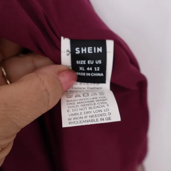 SHEIN Dress Womens XL Abstract Watercolor Purple Mesh Asymmetrical Excellent - Image 2
