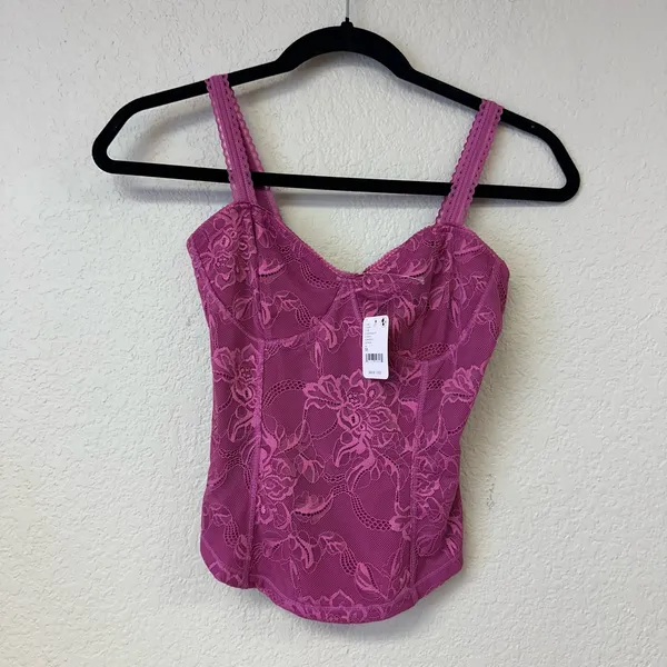 Free People High Standards Floral Lace Cami in Dahlia Mauve Size XS NWT - Image 2
