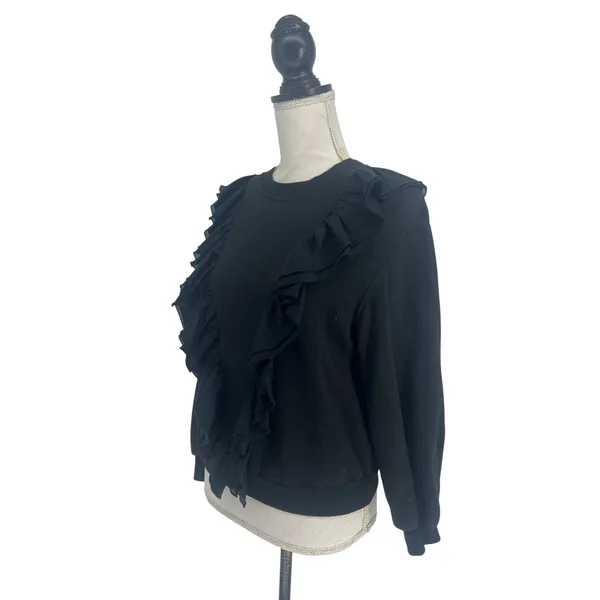 Alice + Olivia Carrie Ruffle Sweatshirt‎ Sweater Black XS - Image 6
