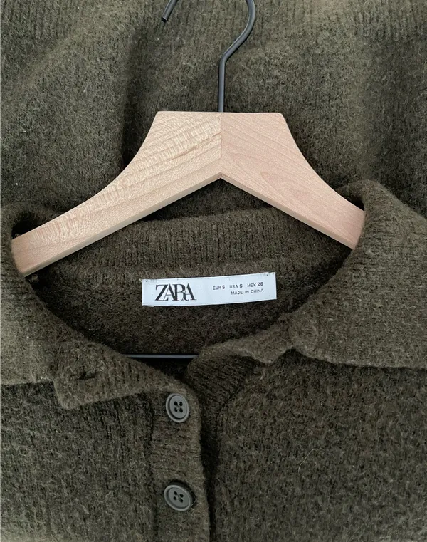 Zara Green Plain Knit Polo Neck Sweater - Image 3