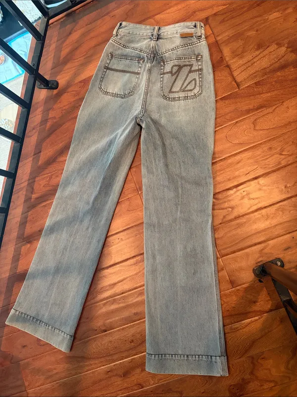 Zimmermann Patch Pocket Z Sailor Jeans Light Washed Flare Size 24 - Image 10