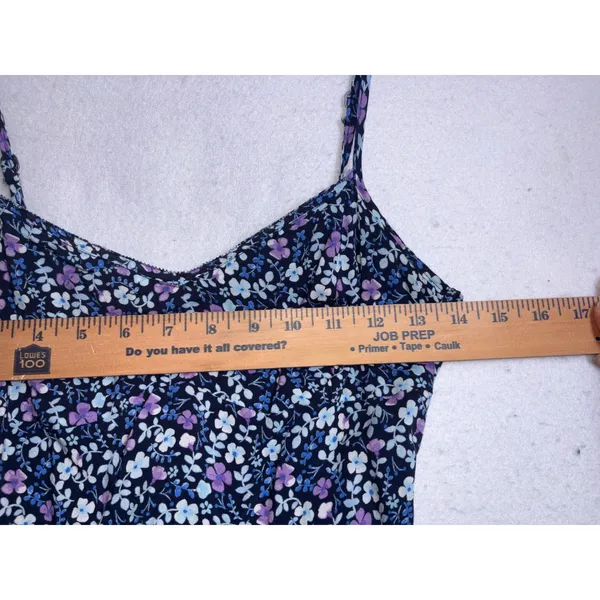 Abercrombie & Fitch Floral Maxi Dress Blue Purple Tie Back Cutout Small - Image 11