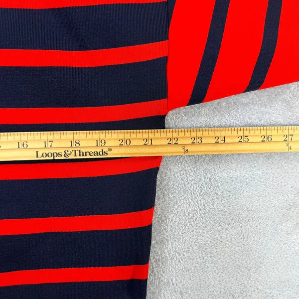 ASOS DESIGN Red Navy Blue Striped Cropped‎ Cardigan White Trim V-Neck Women XS - Image 7