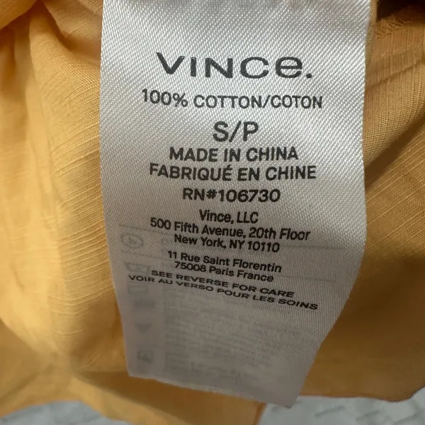 Vince Tangelo Top 100%‎ Cotton Yellow Cut Out Back Scandi Minimalist Womens S - Image 6