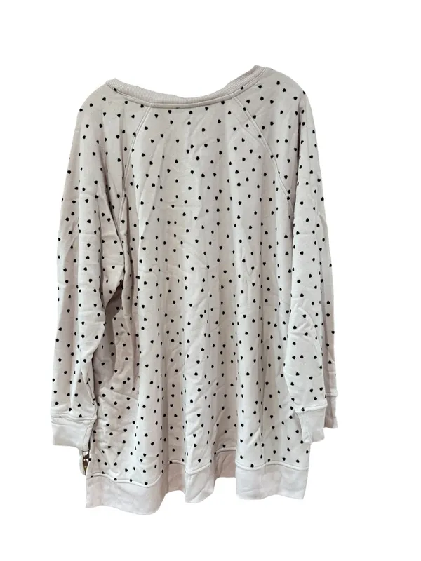 Jane and Delancey Pink Sweatshirt with Black Heart Print - Layered Hem - Image 2