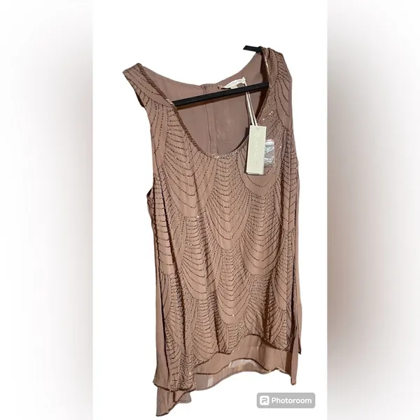 Gold Hawk Embellished Gatsby Double Layer Tank Caribou Sz S NWT Retail $254 - Image 2
