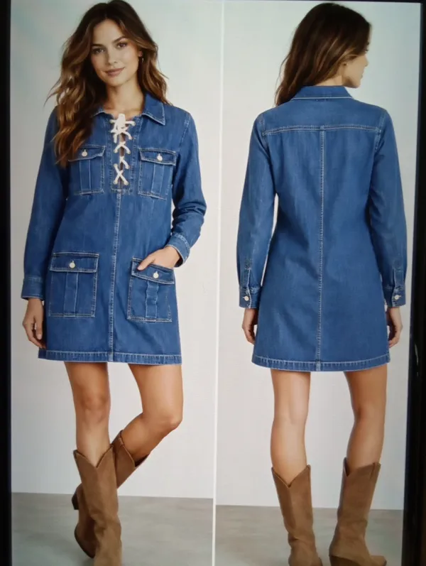 J. Crew Harbour Denium Dress In Indigo Wash Cotton Shift Dress Womens Sz 4 - Image 2