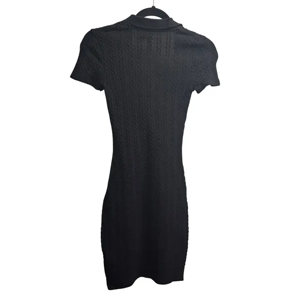 H&M Divided Black Textured Bodycon Mini Dress Short‎ Sleeve XS - Image 4