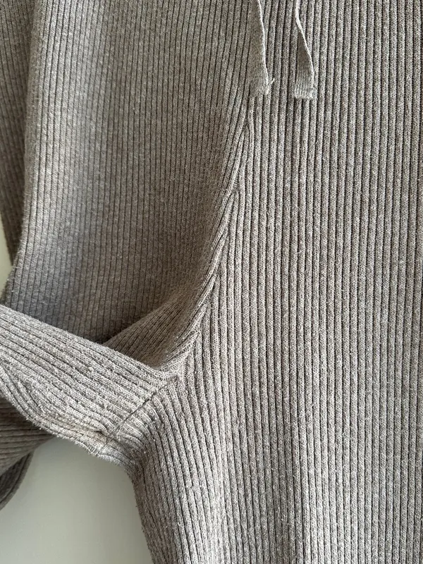 GAP Women’s Ribbed Stretch Waist Flared Pants, Taupe, Size Large - Image 7