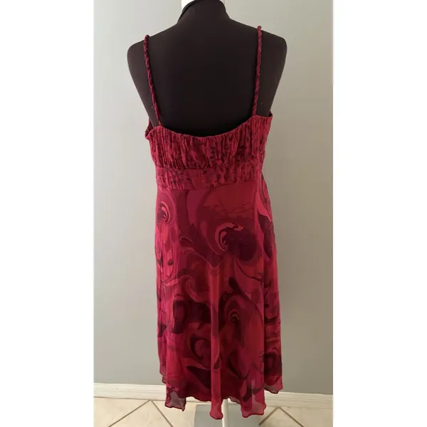 Y2K Babydoll Sangria Silk Dress Size 14 Red Fairy Whimsigoth Romantic Mystical - Image 5