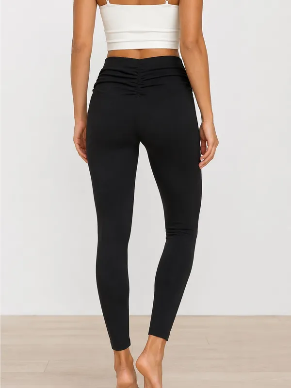 Zobha Avery Leggings Women’s Size M Black Crossover Ruched Waist Ankle NWT - Image 8