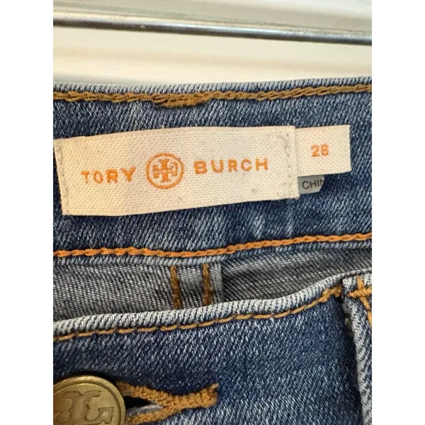 Tory Burch Womens Blue Medium Wash Coin Pocket Denim Straight Jeans SIze 27 - Image 2