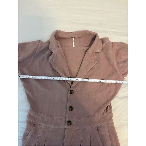 Free People Linen Blend Utility Jumpsuit Mauve Pink XS - Image 4