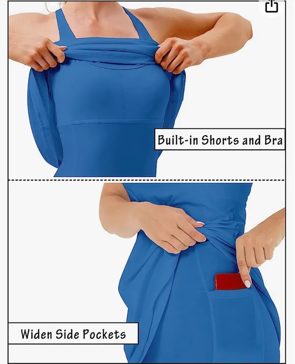 Heathyoga Womens Tennis Dress with Shorts Underneath Workout Dress with Built-in Bra Athletic Dresses Golf Dress Exercise Dress - Image 4