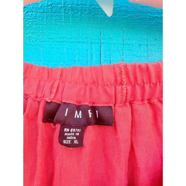 Coral‎ Pink Tiered Ruffle Skirt XL Elastic Waist Boho Lettuce Edge Dopamine - Image 2