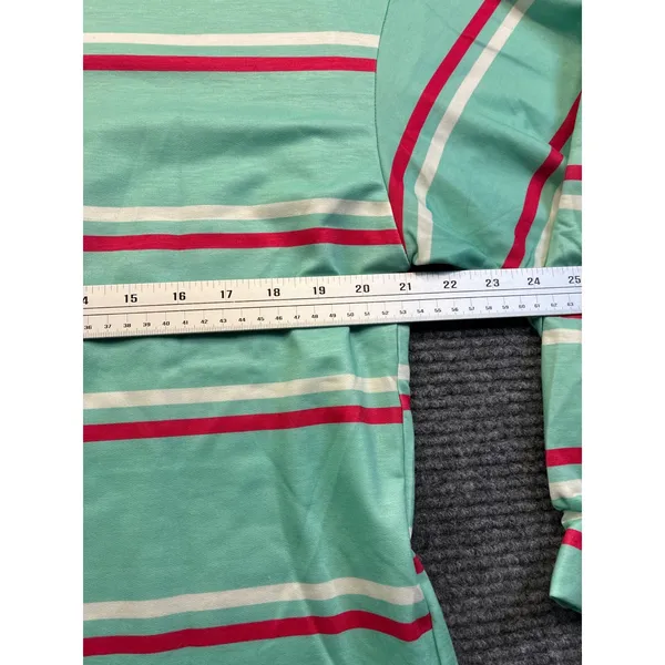 Womens Pink Mint Green Striped Colorblock Long Sleeve Shirt Top Pastel‎ SZ Small - Image 3