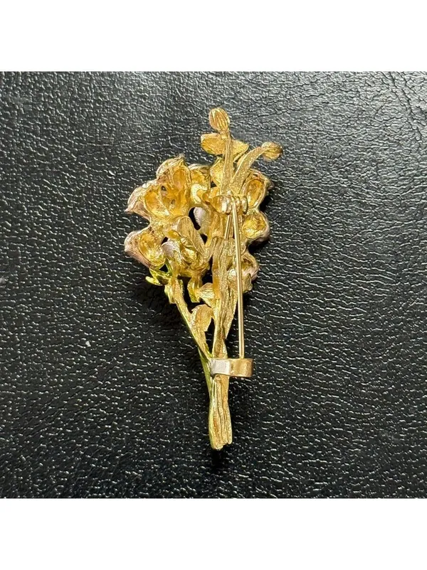 Floral Rose Bouquet Brooch Pink and Green New - Image 4