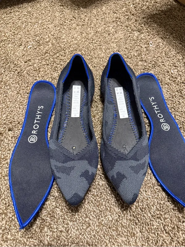 Rothy's Women's Pointed Flat in Black/Camo 9 - Image 2