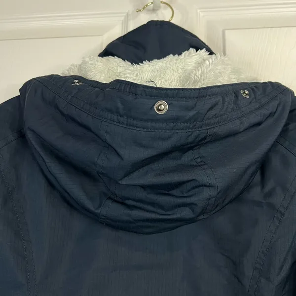 Hollister Women's California All-Weather hooded blue parka jacket - Size Small - Image 4
