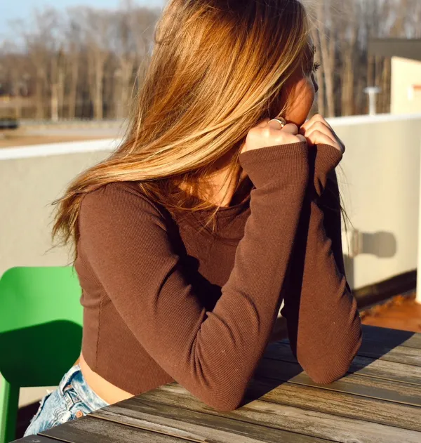 Brown Garage Long Sleeve Crop - Image 3