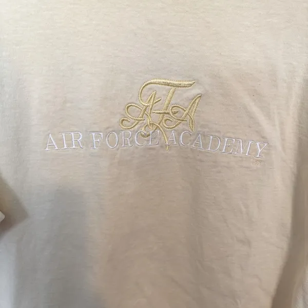 Vintage Air Force Academy Embroidered Yellow T-Shirt LARGE - Image 2