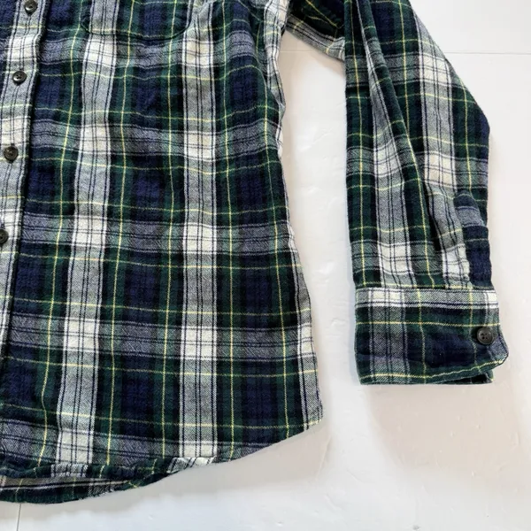 LL Bean Scotch Plaid Flannel Cotton Button Up Shirt Slightly Fitted SMALL PETITE - Image 4
