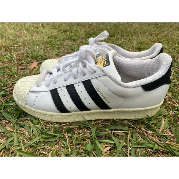 Adidas Superstar White Black Striped Sneakers‎ 9.5 Classic Streetwear Quiet Luxe - Image 8