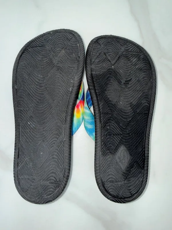 Chacos chillos Black Flip Flops with Rainbow Tie-Dye Straps - Image 6