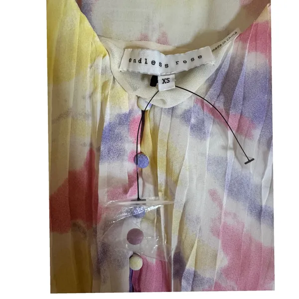 New! Endless Rose Tie-Dye Chiffon‎ Pleated Mini Dress, XS - Image 9