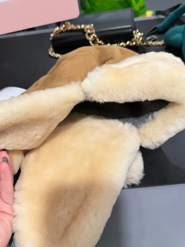 UGG Suede Shearling-Trim Hat + Mitts - Image 4