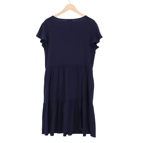 Hotouch Womens Navy Blue Tiered V-Neck Flutter Sleeve T-Shirt Dress Size L - Image 4