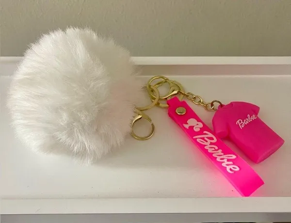 Barbie White and Pink Pom Pom Keychain/Bag Charm NWT - Image 4