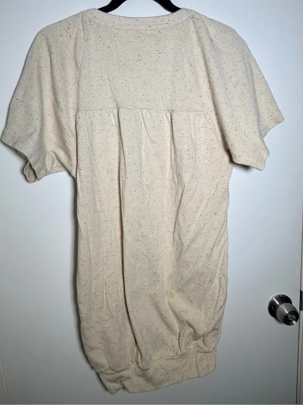 Stussy Cream Flecked Fleece Short Sleeve Sweatshirt Dress XS - Image 7