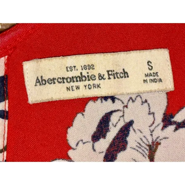 Abercrombie & Fitch Red White Floral Cutout Short Sleeve Mini Dress Womens Sz S - Image 3