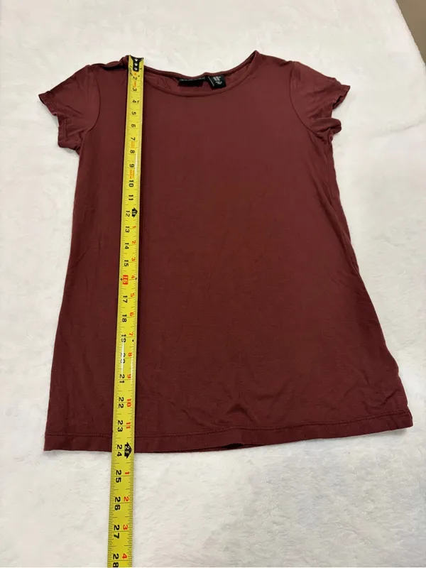 Tahari Brown Modal Blend Cap Sleeve Scoop Neck T Shirt - Size XS - Image 3