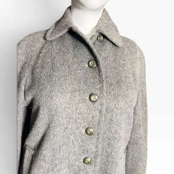 Vintage Soda-Set Fashions Gray Wool Overcoat Union Made Mid Century Coat Wool - Image 2