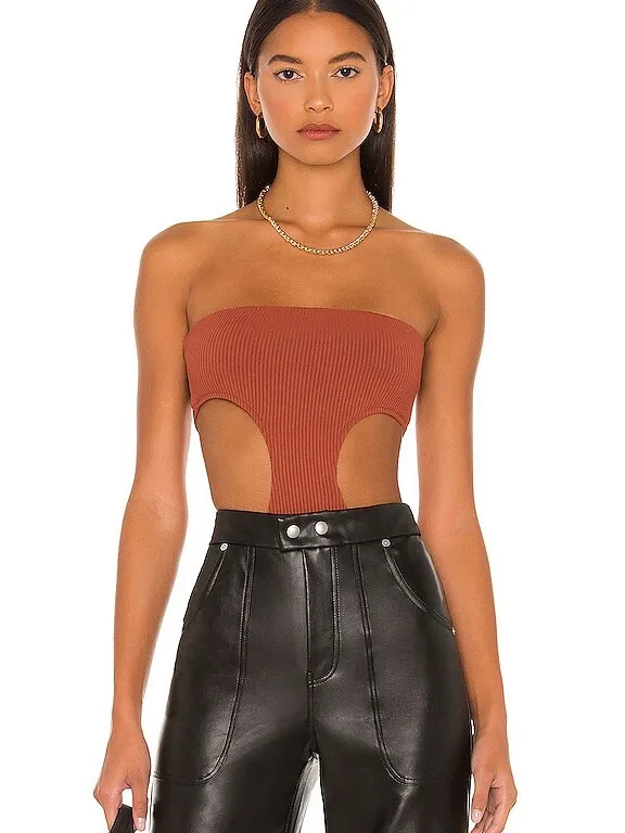 SUPERDOWN Darcey Cut Out Bodysuit - Rust - Image 3