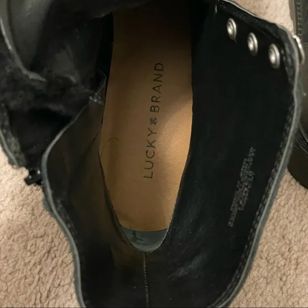 Lucky Brand Iliana Black Suede Wool Lace Up Hiker Combat Boots - Image 6