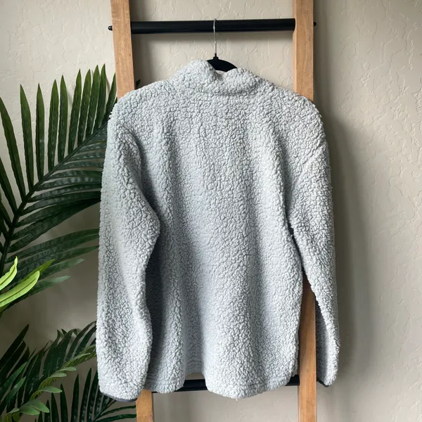 PINK - Victoria's Secret Grey Sherpa Quarter Zip Jacket - Image 6
