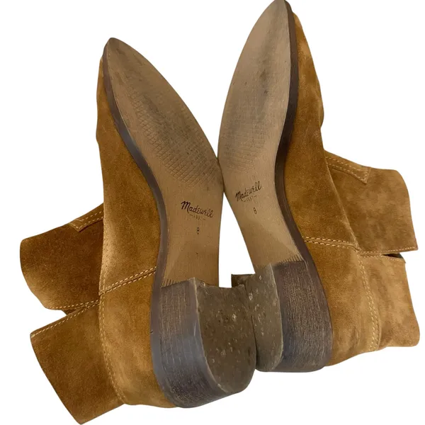 Madewell Brown Suede Leather Pull-On Western Cowgirl Ankle Boots Size 8 - Image 6