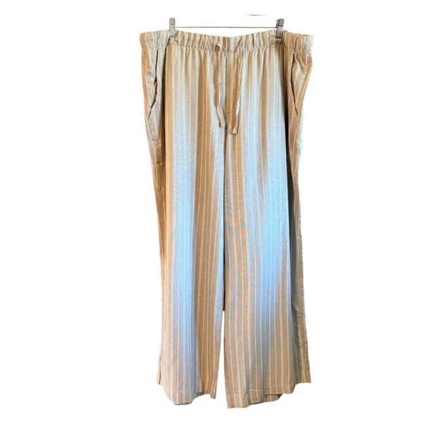 Gap‎ XL Oversized White Striped Linen Rayon Blend Wide Leg Pull On Pants - Image 2