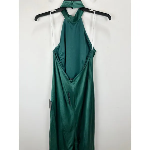 Lulus Love in Your Life Emerald Green Satin Halter Maxi Dress Formal Large NWT - Image 8