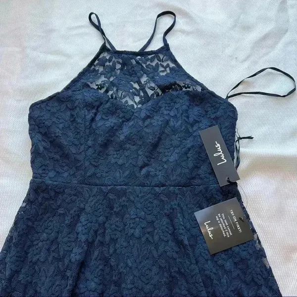 Lulu’s NWT My Kingdom Navy Blue Lace Strappy‎ Back Midi Dress Womens Size… - Image 5